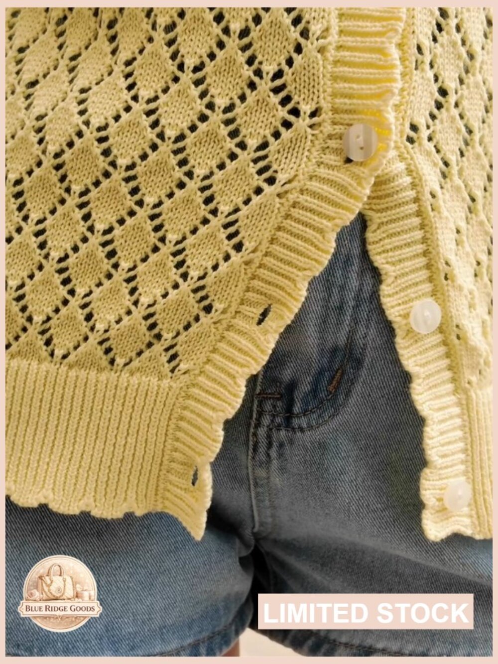 Crochet Sleeveless Sweater Vest Boho Knit Button Down Cardigan Top - Picture 7 of 7